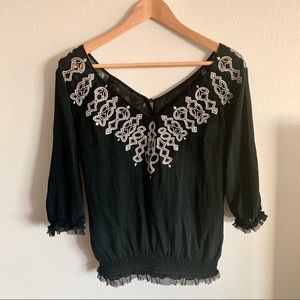 White House Black Market Embroidered Top